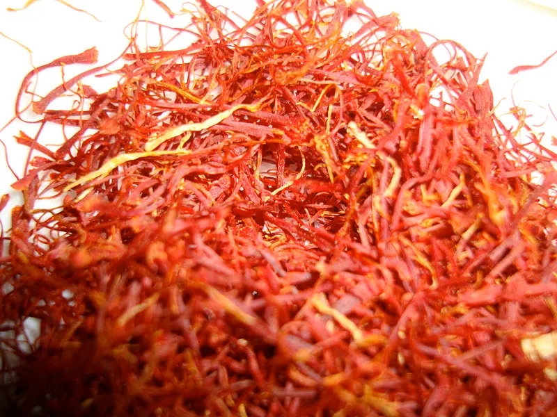 Close-up look - Saffron is used in small amounts to flavor Nepali dishes. The threads are usually crushed and infused in warm liquids to extract their full aroma and flavor and to give even color to the dish.