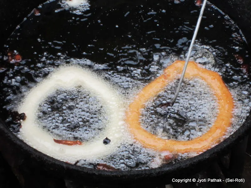 ... when one side is golden brown, she flips the second side and let it cook until golden.