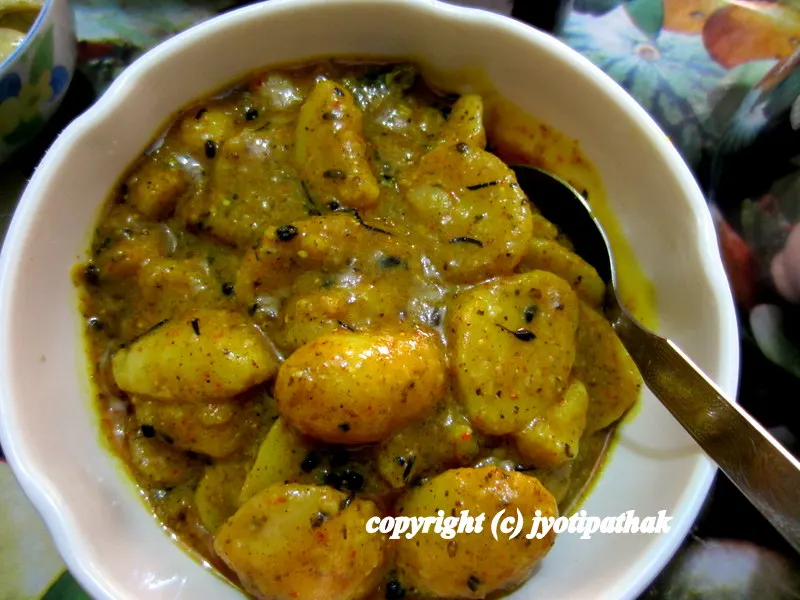 Spicy aloo ko achaar from Jyoti's Kitchen - A delicious dish made with classic ingredients and freshly picked baby red potatoes