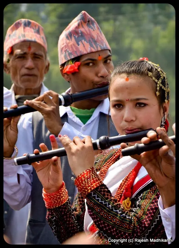... young accomplished flute players during the festival time ...