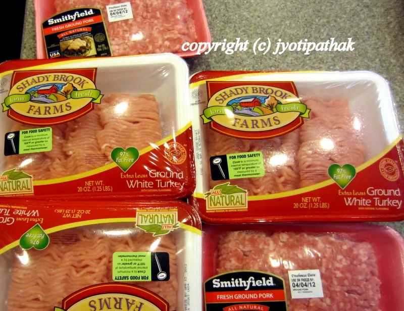 Getting ready to mix ground turkey and pork