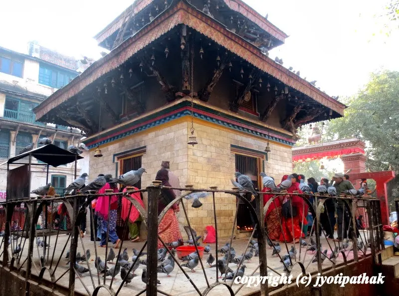 In the early hour of morning (5 am), devotees are lined up to visit various temples with a tray of sacred religious offerings