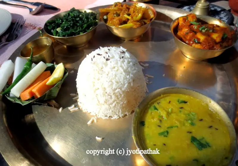 Perfectly cooked rahar ko daal at Thakali kitchen - lovely presentation of authentic daal-bhaat-tarkaari