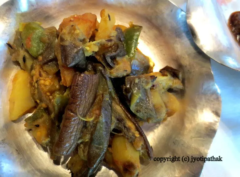 Sauteed Asian eggplant (Nepali bhantaa aloo)
