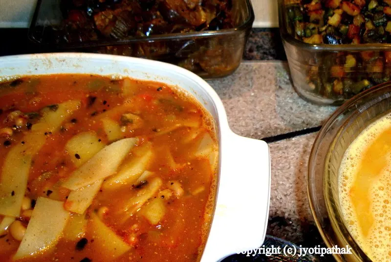 Close-up picture of bamboo shoots - still needs to add cilantro - chopped fresh cilantro adds freshness and color to this savory taamaa dish.