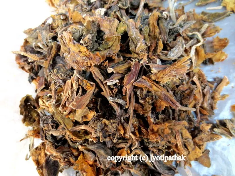 Close-up picture of dried bamboo shoots