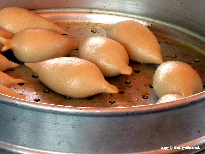 Just steamed Yomari with milk fudge filling (khuwaa)